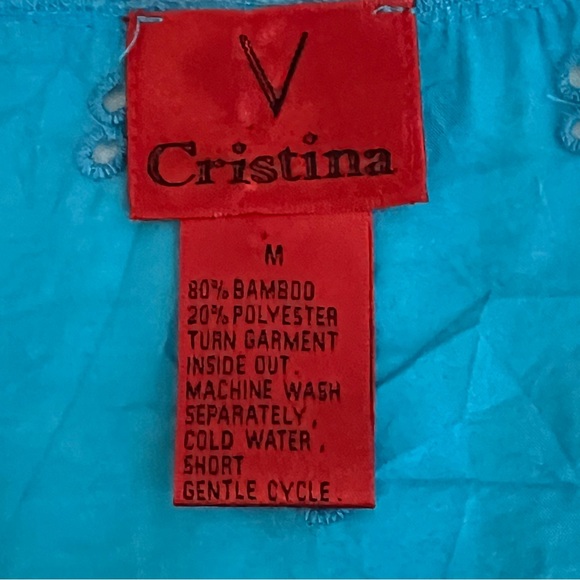 V Cristina Sleeveless Eyelet Bamboo Blend Tunic With Scalloped Hem Medium - Picture 12 of 15